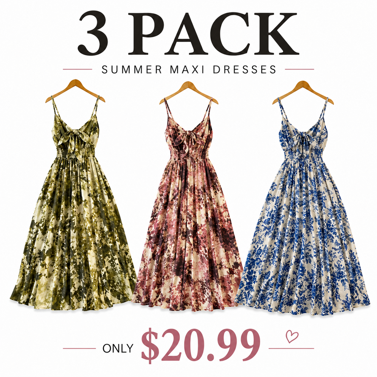 Women's Boho Floral Cami A-Line Summer Dress