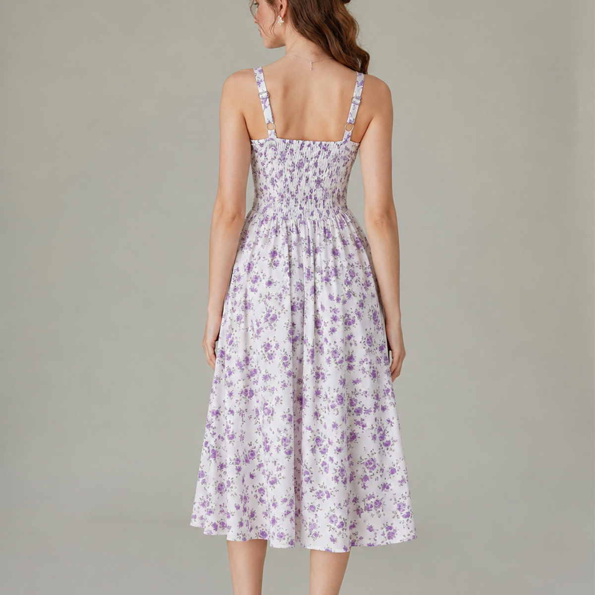 Vacation Casual Style, Spring Summer Wear,  Floral Corset Milkmaid Midi Dress