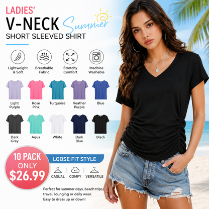 🔥 Women's V-Neck Everyday Tee | Ultra-Soft, Flattering Fit & All-Day Comfort 💖
