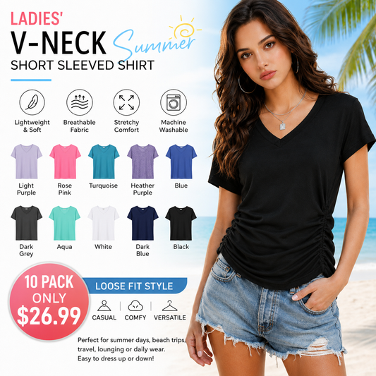 🔥 Women's V-Neck Everyday Tee | Ultra-Soft, Flattering Fit & All-Day Comfort 💖