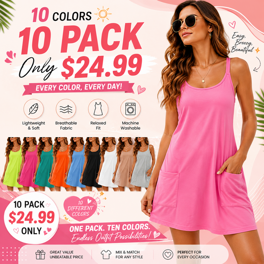 🔥Summer Sale❤️Womens Summer Sleeveless Mini Dress V Neck Spaghetti