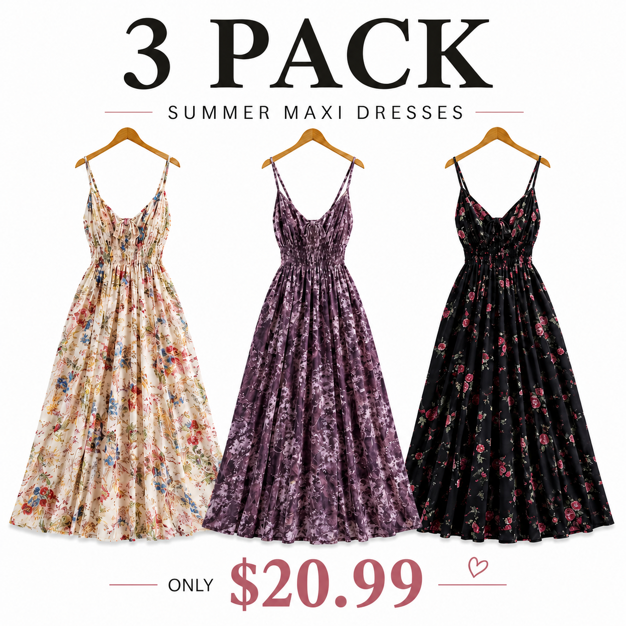 Women's Boho Floral Cami A-Line Summer Dress