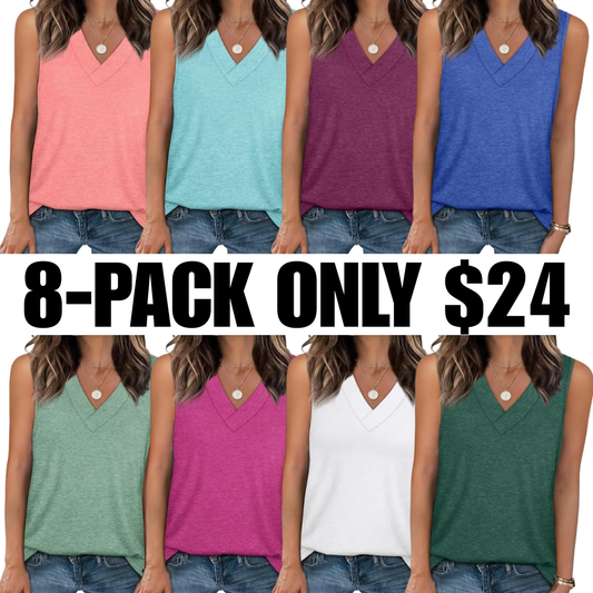 Tank Tops for Women Summer V Neck T Shirts Trendy Sleeveless Basic Tee Loose Fit