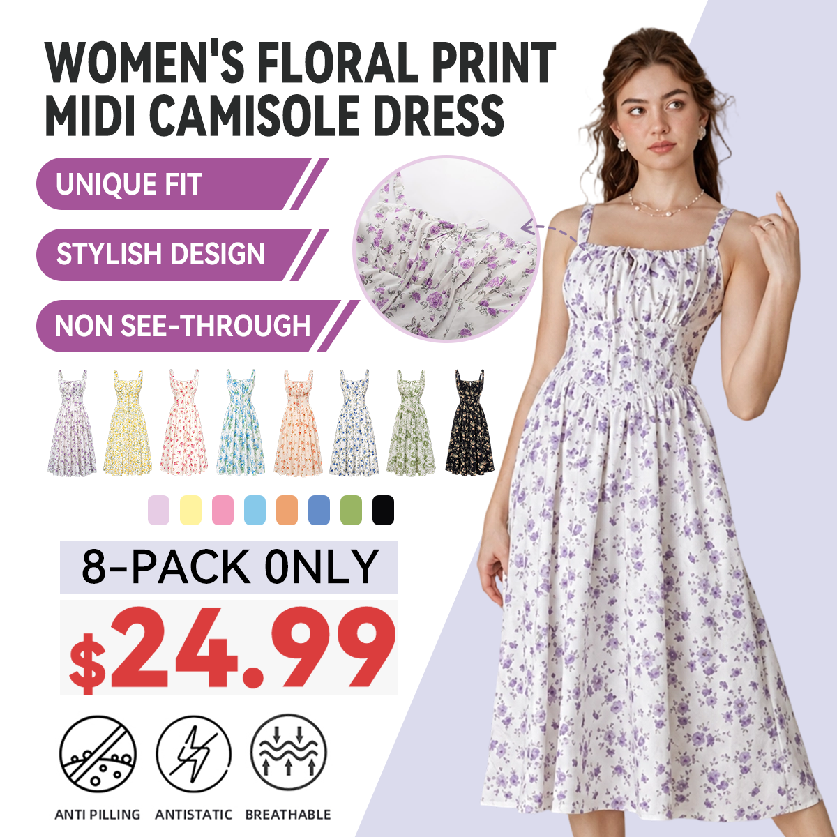 Vacation Casual Style, Spring Summer Wear,  Floral Corset Milkmaid Midi Dress